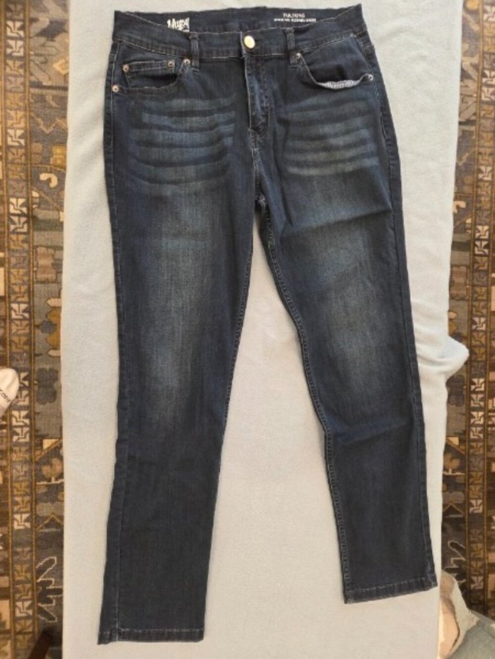 Men's Mugsy Jeans Fulton's Relaxed Casual Dark Wash Denim Jeans (34/32)